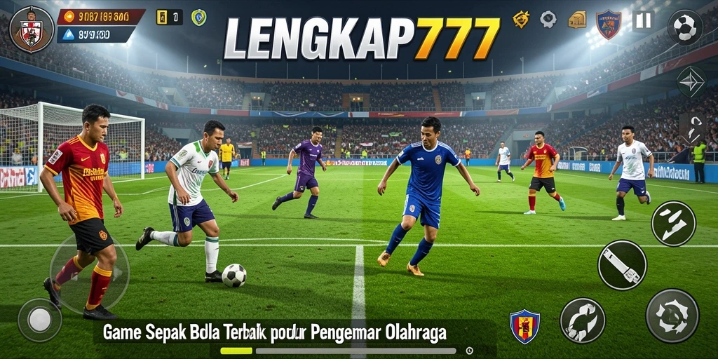 Screenshot LENGKAP777 menunjukkan aksi bergengsi di lapangan sepak bola.
